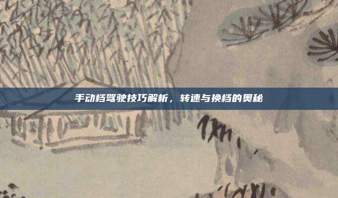 手动档驾驶技巧解析,转速与换档的奥秘