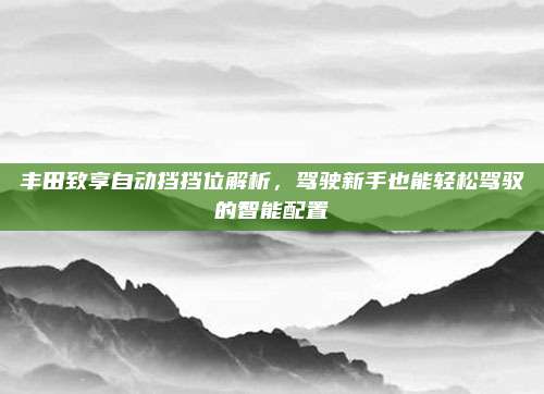 丰田致享自动挡挡位解析,驾驶新手也能轻松驾驭的智能配置