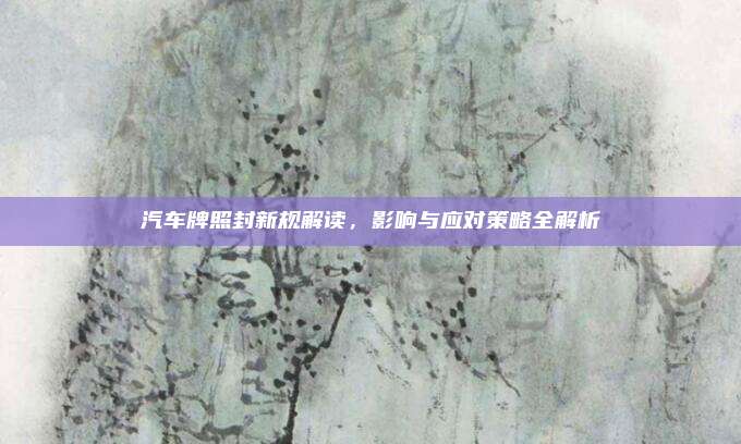 汽车牌照封新规解读,影响与应对策略全解析