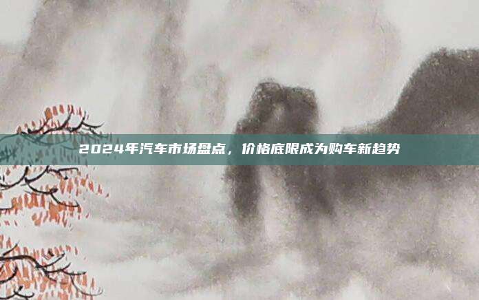 2024年汽车市场盘点,价格底限成为购车新趋势
