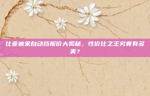 比亚迪宋自动挡报价大揭秘，性价比之王究竟有多美？