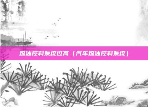 燃油控制系统过高（汽车燃油控制系统）