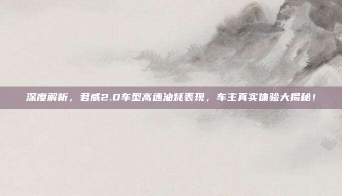 深度解析,君威2.0车型高速油耗表现,车主真实体验大揭秘!