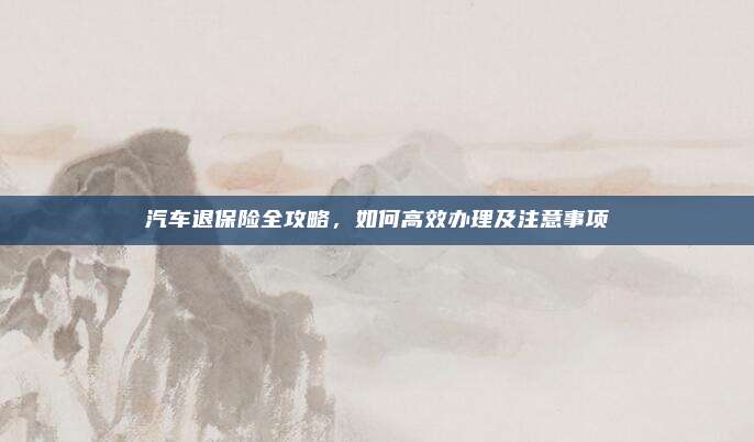 汽车退保险全攻略，如何高效办理及注意事项