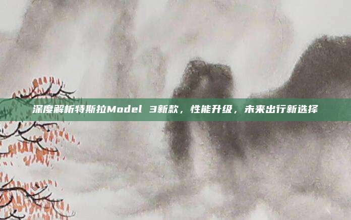 深度解析特斯拉Model 3新款，性能升级，未来出行新选择