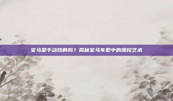 宝马是手动挡的吗?揭秘宝马车型中的操控艺术