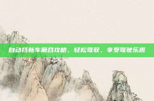 自动挡新车磨合攻略，轻松驾驭，享受驾驶乐趣