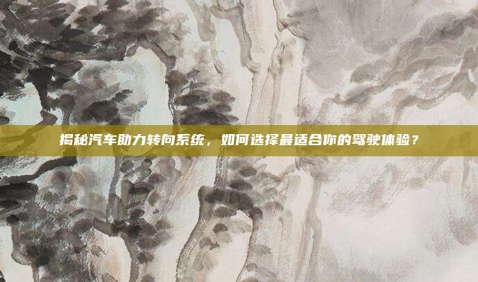 揭秘汽车助力转向系统,如何选择最适合你的驾驶体验?