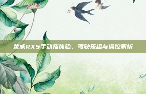 荣威RX5手动挡体验,驾驶乐趣与操控解析