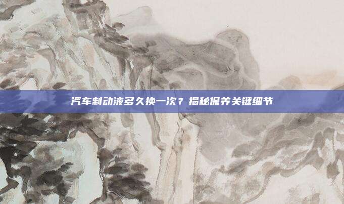 汽车制动液多久换一次？揭秘保养关键细节