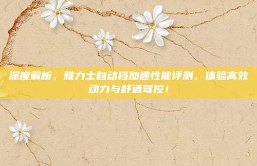 深度解析，雅力士自动挡加速性能评测，体验高效动力与舒适驾控！