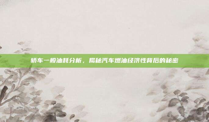 轿车一般油耗分析，揭秘汽车燃油经济性背后的秘密