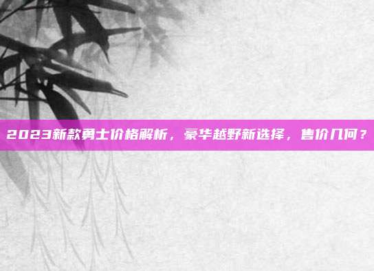 2023新款勇士价格解析，豪华越野新选择，售价几何？
