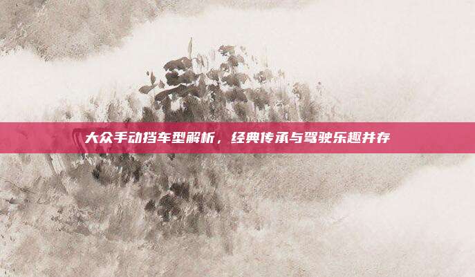 大众手动挡车型解析,经典传承与驾驶乐趣并存