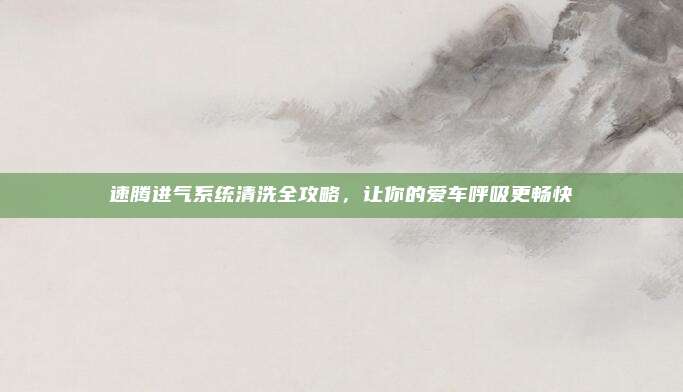 速腾进气系统清洗全攻略，让你的爱车呼吸更畅快