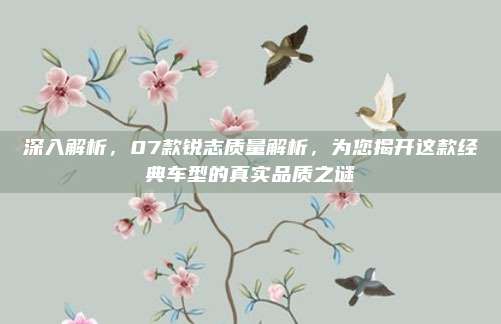 深入解析，07款锐志质量解析，为您揭开这款经典车型的真实品质之谜