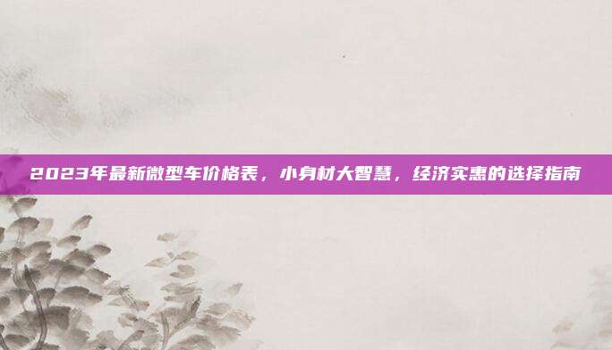 2023年最新微型车价格表，小身材大智慧，经济实惠的选择指南