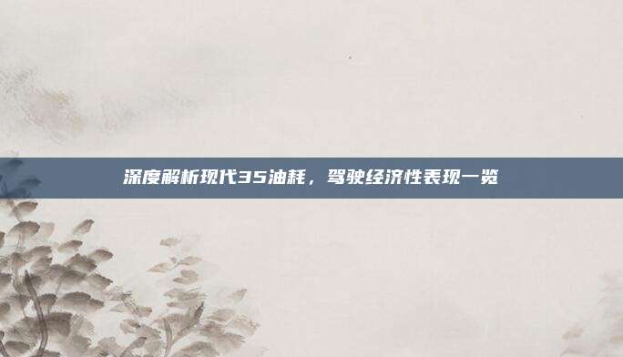 深度解析现代35油耗，驾驶经济性表现一览
