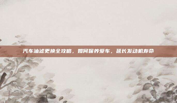 汽车油滤更换全攻略，如何保养爱车，延长发动机寿命