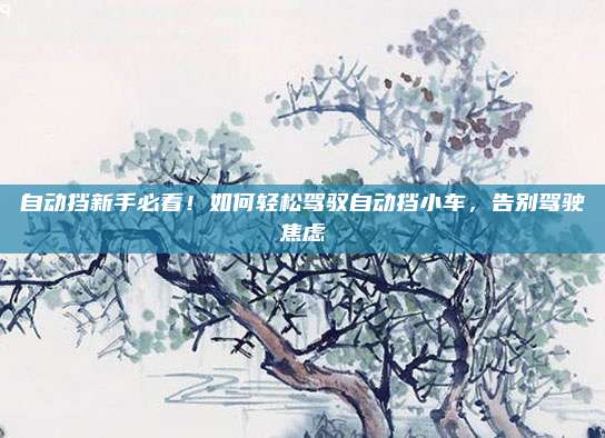 自动挡新手必看！如何轻松驾驭自动挡小车，告别驾驶焦虑
