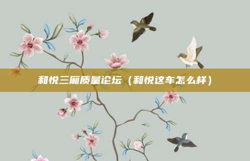 和悦三厢质量论坛（和悦这车怎么样）