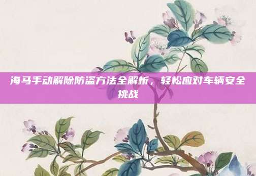 海马手动解除防盗方法全解析,轻松应对车辆安全挑战