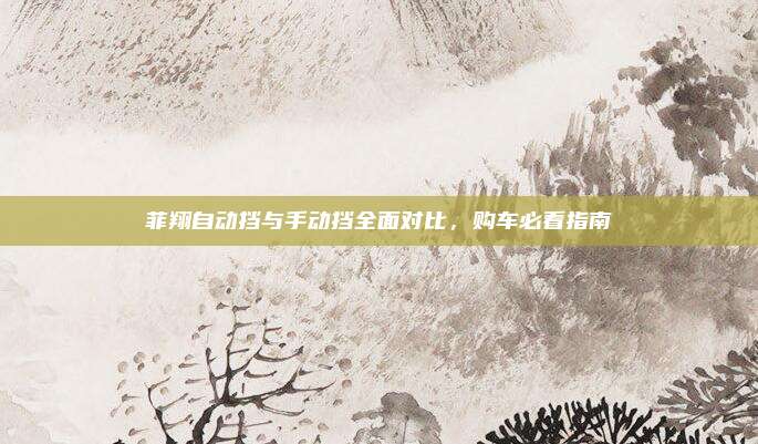 菲翔自动挡与手动挡全面对比，购车必看指南