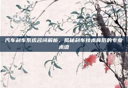 汽车刹车系统名词解析,揭秘刹车技术背后的专业术语