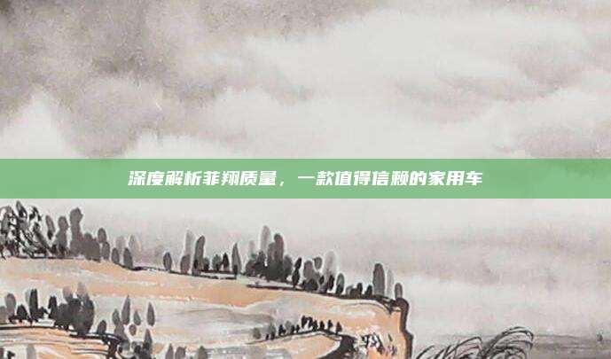 深度解析菲翔质量,一款值得信赖的家用车