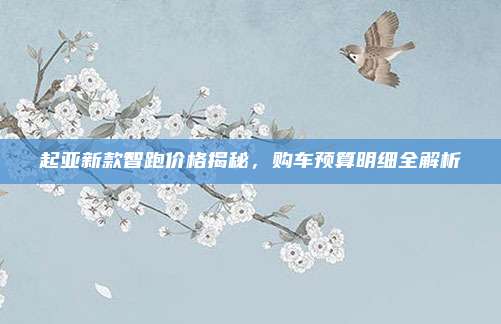 起亚新款智跑价格揭秘,购车预算明细全解析
