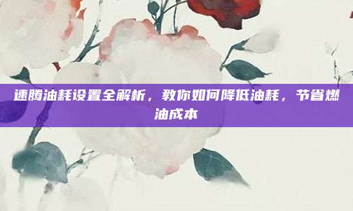 速腾油耗设置全解析,教你如何降低油耗,节省燃油成本