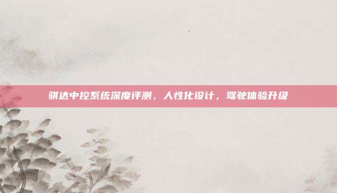 骐达中控系统深度评测,人性化设计,驾驶体验升级