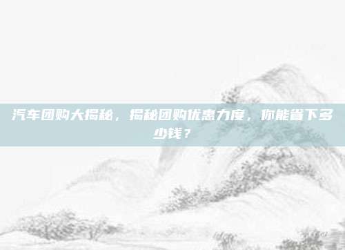 汽车团购大揭秘,揭秘团购优惠力度,你能省下多少钱?