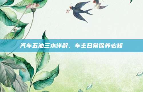 汽车五油三水详解,车主日常保养必知