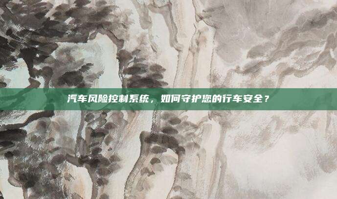 汽车风险控制系统,如何守护您的行车安全?