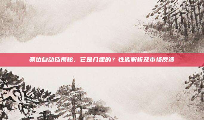 骐达自动挡揭秘,它是几速的?性能解析及市场反馈