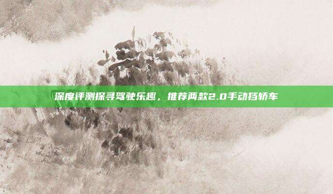 深度评测探寻驾驶乐趣,推荐两款2.0手动挡轿车