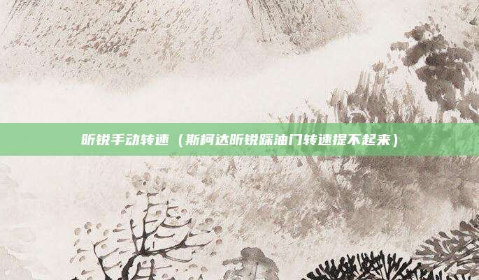 昕锐手动转速（斯柯达昕锐踩油门转速提不起来）