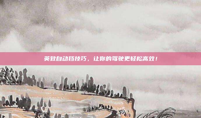 英致自动挡技巧,让你的驾驶更轻松高效!
