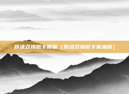 跃进双排微卡质量（跃进双排微卡柴油版）