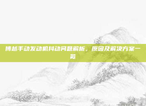 博越手动发动机抖动问题解析,原因及解决方案一览