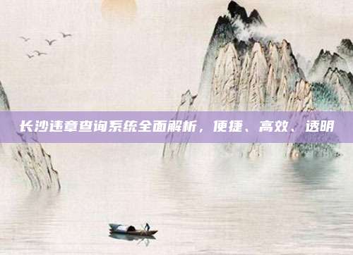 长沙违章查询系统全面解析,便捷、高效、透明