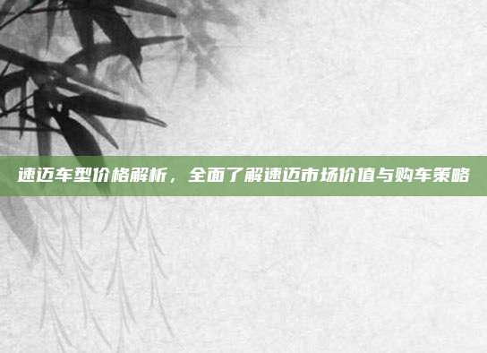 速迈车型价格解析,全面了解速迈市场价值与购车策略