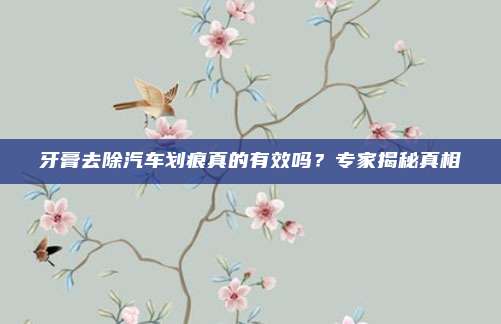 牙膏去除汽车划痕真的有效吗?专家揭秘真相