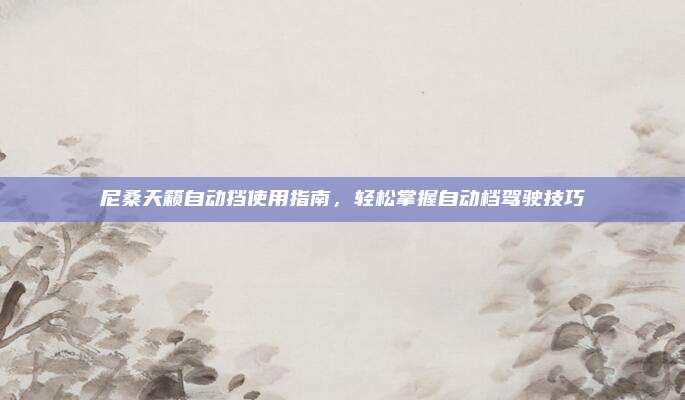 尼桑天籁自动挡使用指南，轻松掌握自动档驾驶技巧