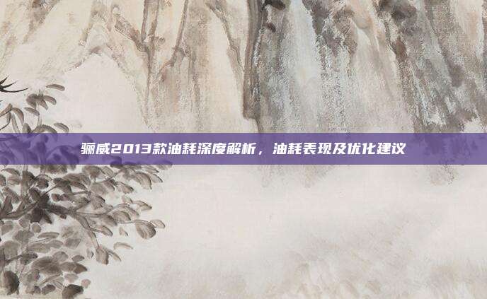 骊威2013款油耗深度解析,油耗表现及优化建议