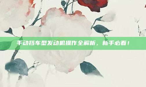 手动挡车型发动机操作全解析,新手必看!