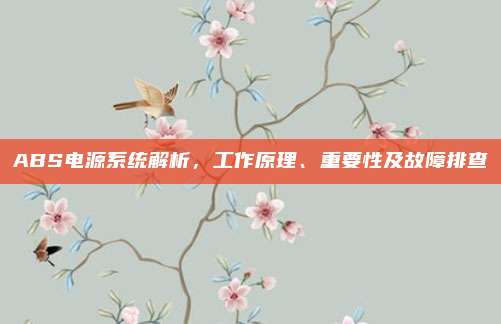 ABS电源系统解析,工作原理、重要性及故障排查