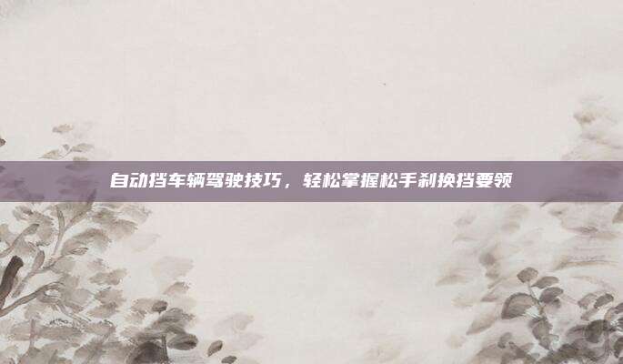 自动挡车辆驾驶技巧,轻松掌握松手刹换挡要领