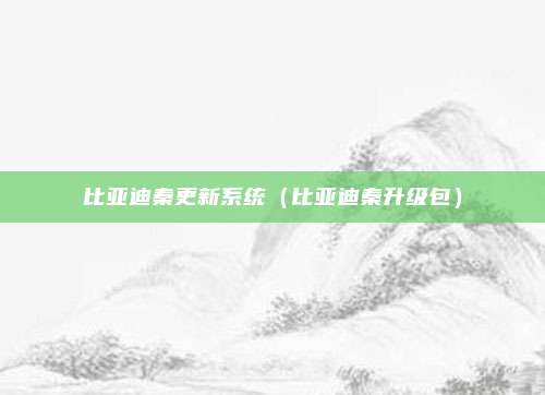 比亚迪秦更新系统(比亚迪秦升级包)